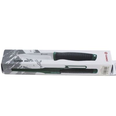 Нож Ганзо с ножнами дл. клинка 98мм сталь 8CR14 черно-зеленый G806-GB